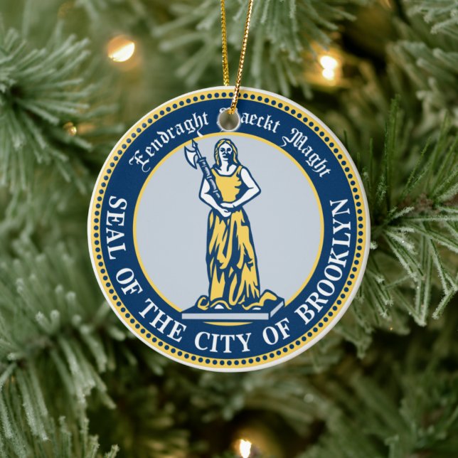 Seal of the Borough of Brooklyn, New York Ceramic Ornament (Tree)