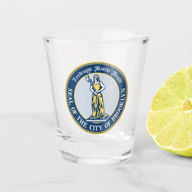 Seal of the Borough of Brooklyn, New York Shot Glass (Front)