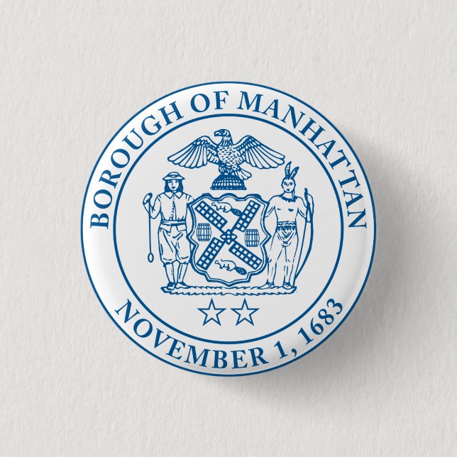 Seal of the Borough of Manhattan, NYC Button (Front)