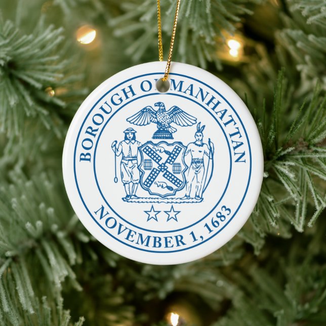 Seal of the Borough of Manhattan, NYC Ceramic Ornament (Tree)