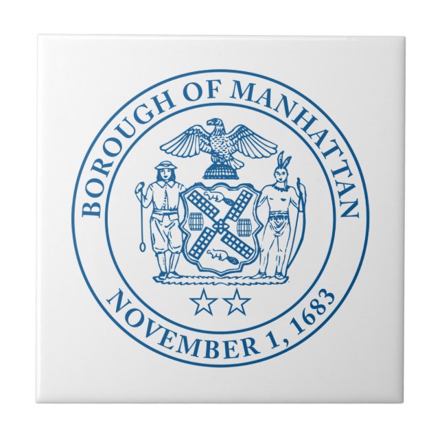 Seal of the Borough of Manhattan, NYC Ceramic Tile (Front)