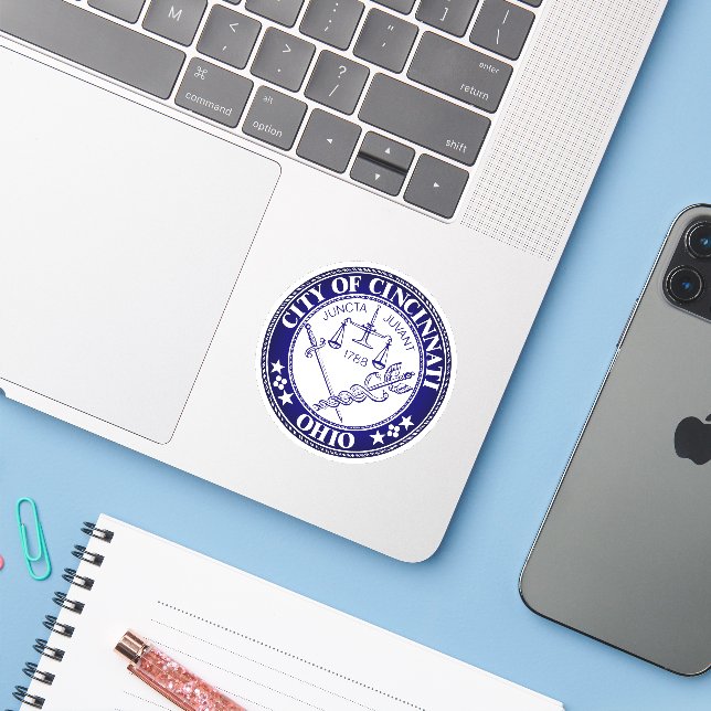 Seal of the City of Cincinnati, Ohio Sticker (Laptop w/ iPhone)