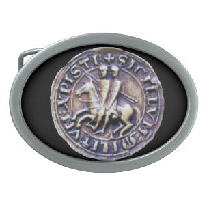 SEAL OF THE KNIGHTS TEMPLAR black Oval Belt Buckle