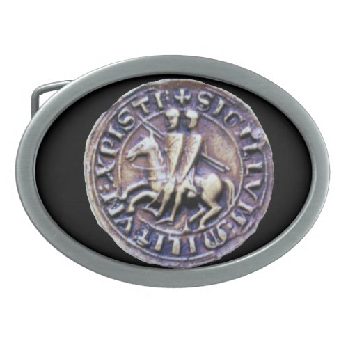 SEAL OF THE KNIGHTS TEMPLAR black Oval Belt Buckle