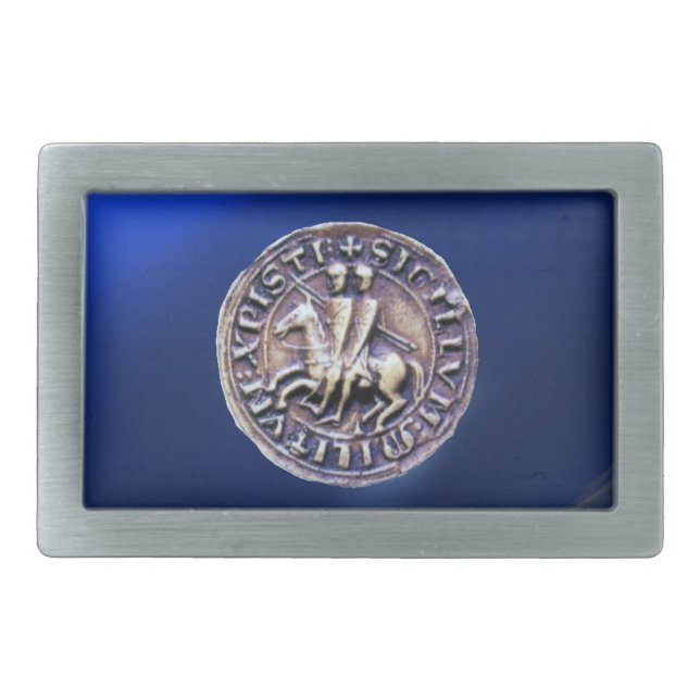 SEAL OF THE KNIGHTS TEMPLAR blue Rectangular Belt Buckle (Front)
