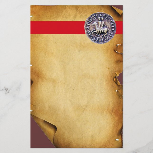 SEAL OF THE KNIGHTS TEMPLAR, Brown Parchment Stationery (Front)