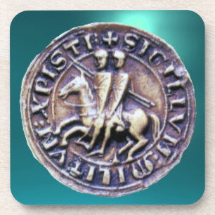 SEAL OF THE KNIGHTS TEMPLAR  gem blue Coaster