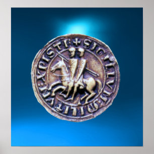 SEAL OF THE KNIGHTS TEMPLAR gem blue Poster