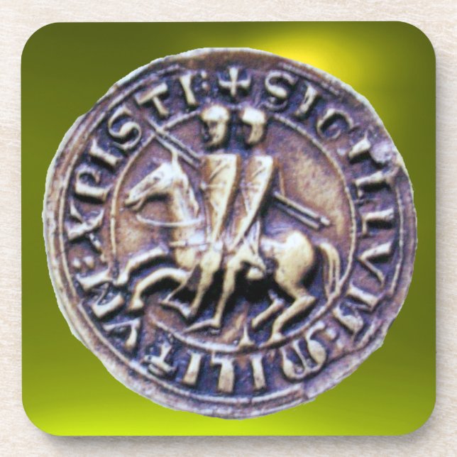 SEAL OF THE KNIGHTS TEMPLAR  gem yellow Drink Coaster (Front)