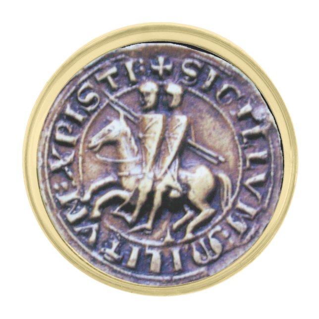 SEAL OF THE KNIGHTS TEMPLAR GOLD FINISH LAPEL PIN (Front)