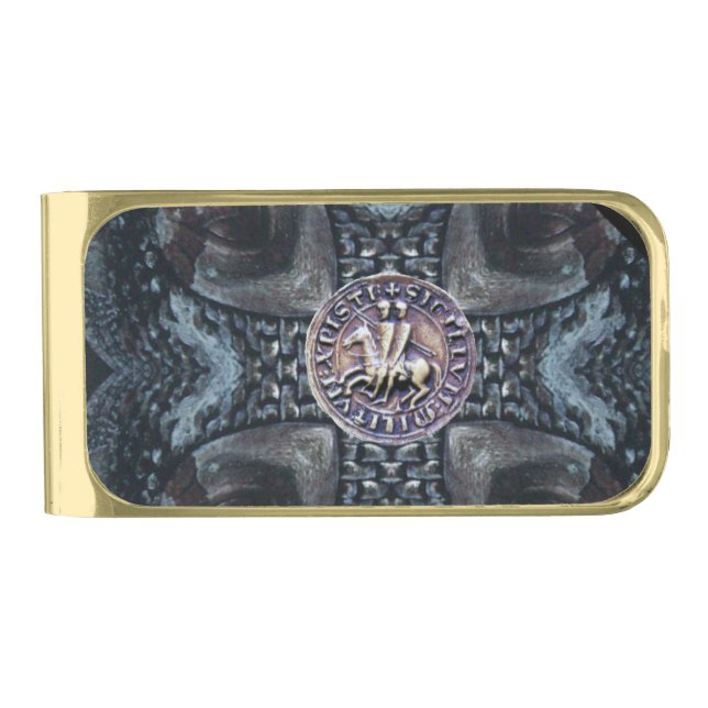 SEAL OF THE KNIGHTS TEMPLAR GOLD FINISH MONEY CLIP (Front)