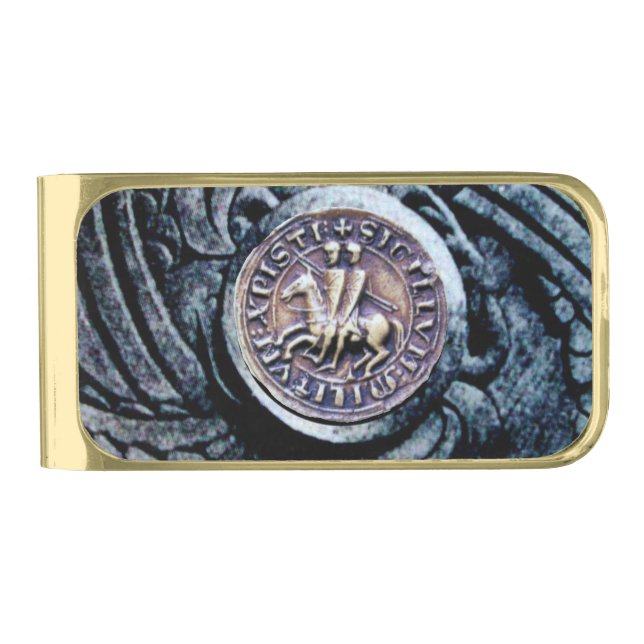 SEAL OF THE KNIGHTS TEMPLAR GOLD FINISH MONEY CLIP (Front)