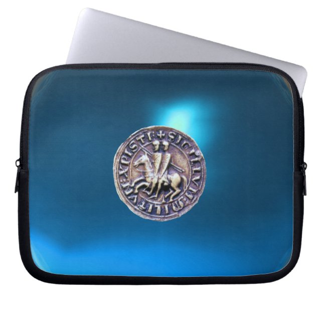 SEAL OF THE KNIGHTS TEMPLAR grey gem blue Laptop Sleeve (Front)