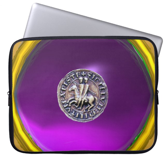 SEAL OF THE KNIGHTS TEMPLAR grey gem purple Laptop Sleeve (Front)