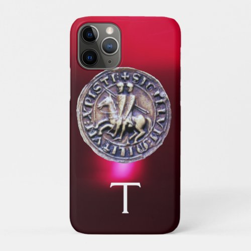 SEAL OF THE KNIGHTS TEMPLAR MONOGRAM burgundy iPhone 11 Pro Case