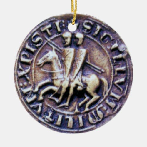 SEAL OF THE KNIGHTS TEMPLAR MONOGRAM gem blue Ceramic Ornament