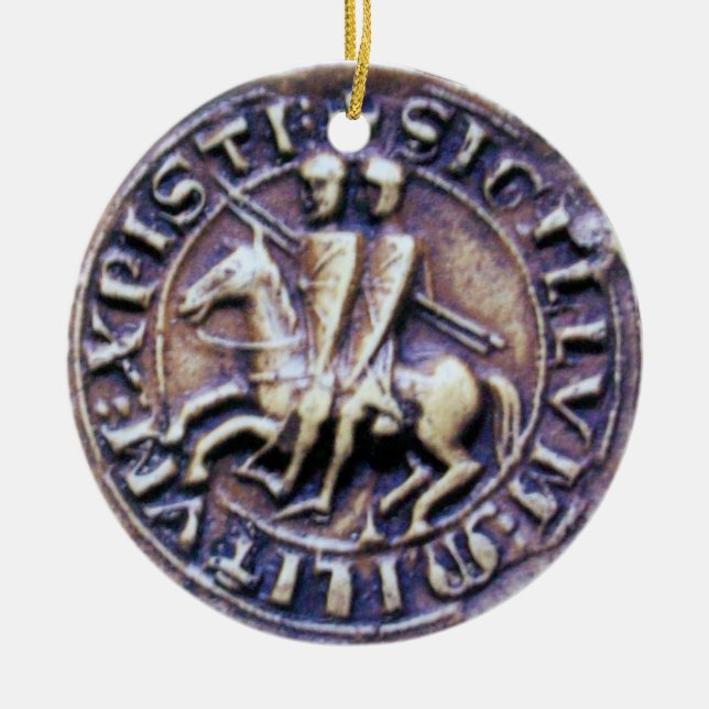 SEAL OF THE KNIGHTS TEMPLAR MONOGRAM gem purple Ceramic Ornament (Front)