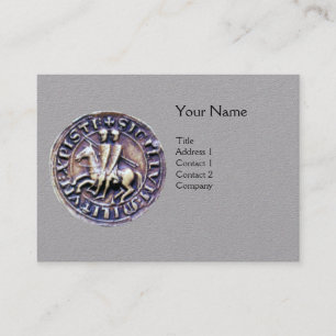 SEAL OF THE KNIGHTS TEMPLAR MONOGRAM Grey Paper Business Card