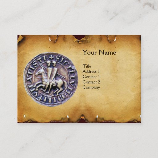 Customizable SEAL OF THE KNIGHTS TEMPLAR MONOGRAM parchment Business Card Template