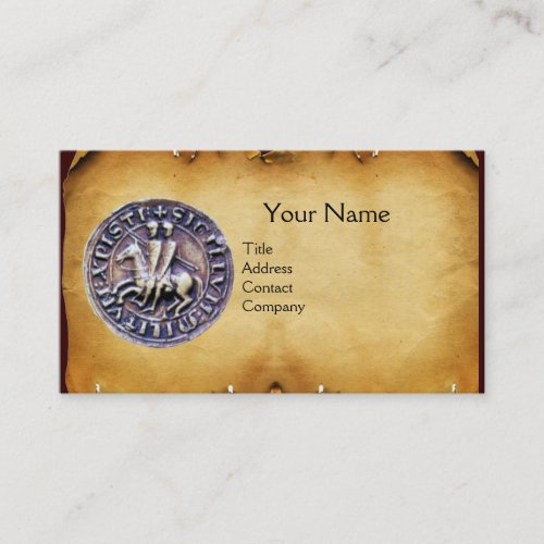 SEAL OF THE KNIGHTS TEMPLAR MONOGRAM parchment Business Card