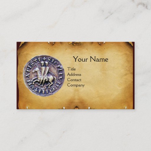 Customizable SEAL OF THE KNIGHTS TEMPLAR MONOGRAM parchment Business Card Templates