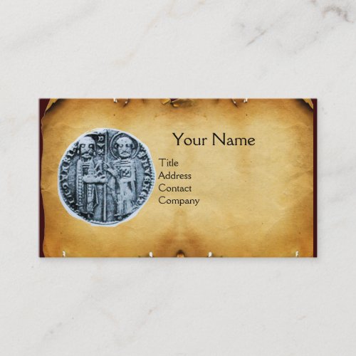 SEAL OF THE KNIGHTS TEMPLAR MONOGRAM parchment Business Card