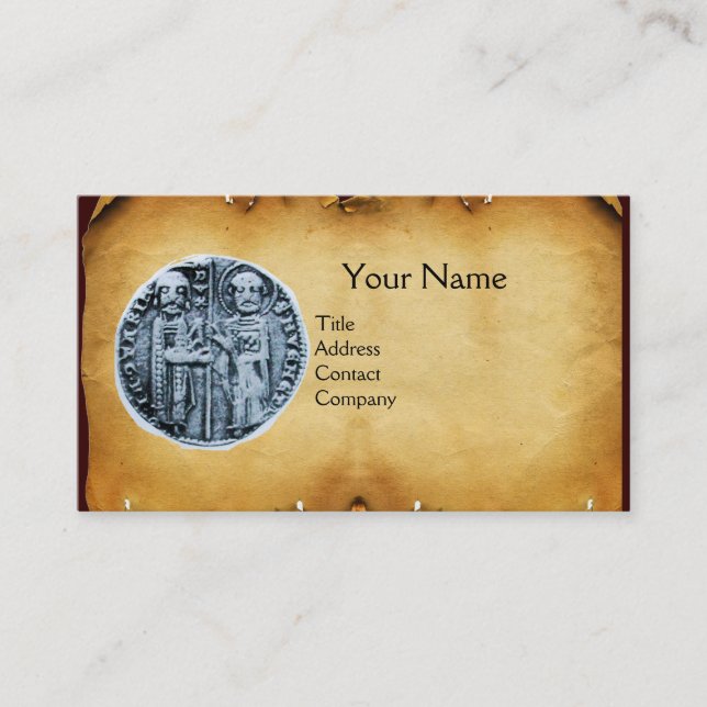 SEAL OF THE KNIGHTS TEMPLAR MONOGRAM parchment Business Card (Front)