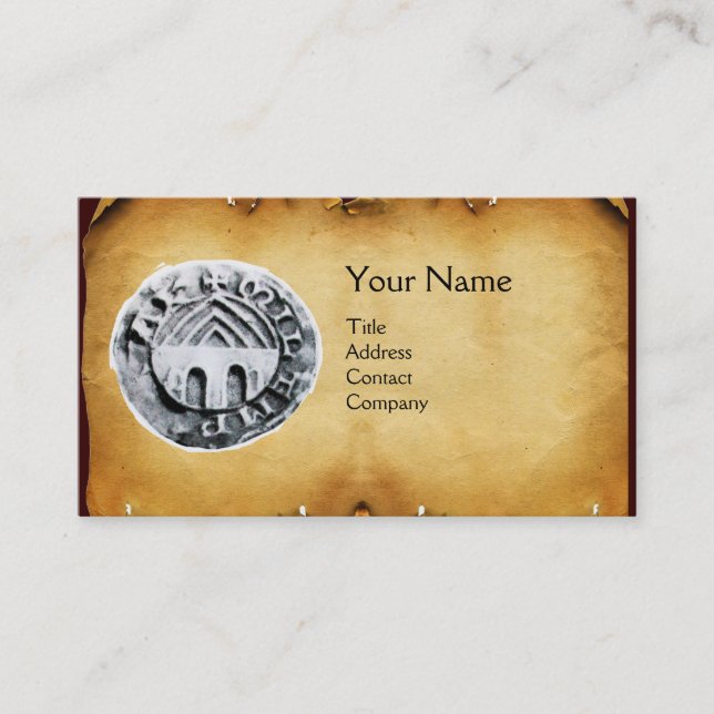SEAL OF THE KNIGHTS TEMPLAR MONOGRAM parchment Business Card (Front)