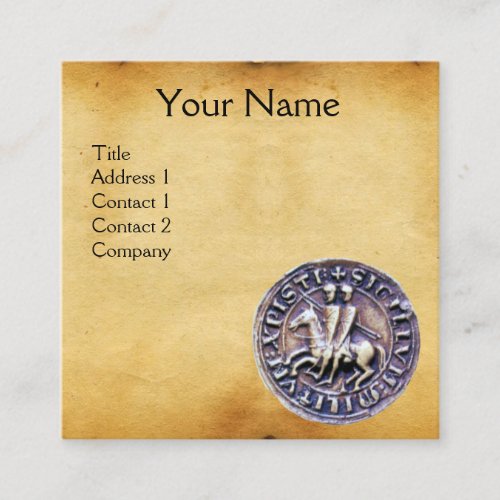 SEAL OF THE KNIGHTS TEMPLAR MONOGRAM parchment Square Business Card