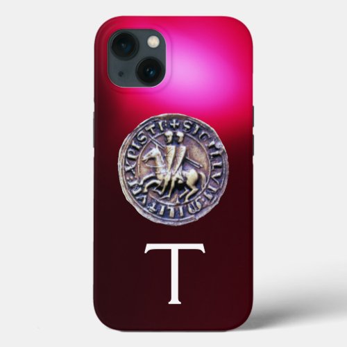 SEAL OF THE KNIGHTS TEMPLAR MONOGRAM Red Burgundy  iPhone 13 Case