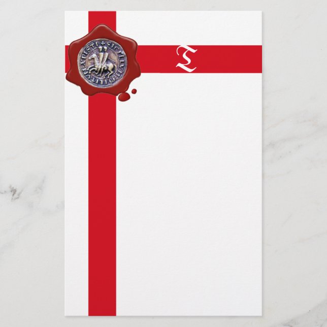SEAL OF THE KNIGHTS TEMPLAR, Monogram  ,White Stationery (Front)