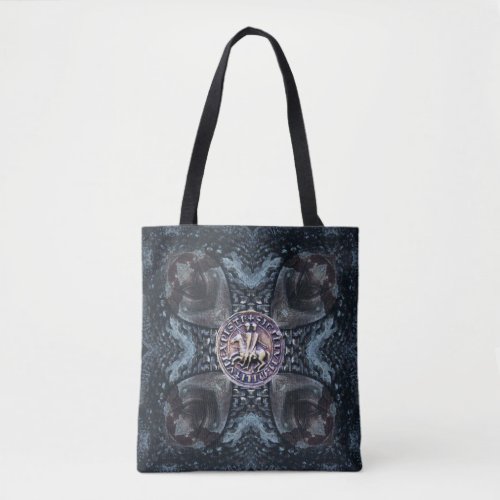 SEAL OF THE KNIGHTS TEMPLAR ON IRON CROSS Black Tote Bag