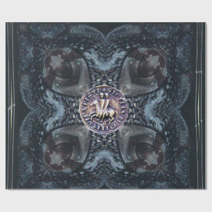 SEAL OF THE KNIGHTS TEMPLAR ON IRON CROSS Black Wrapping Paper