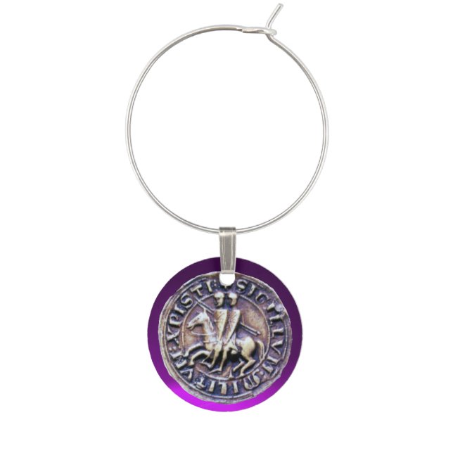 SEAL OF THE KNIGHTS TEMPLAR ,Purple Wine Charm (Front)