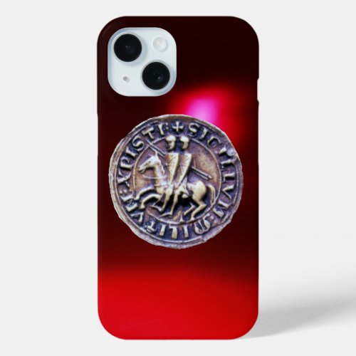 SEAL OF THE KNIGHTS TEMPLAR red burgundy iPhone 15 Case