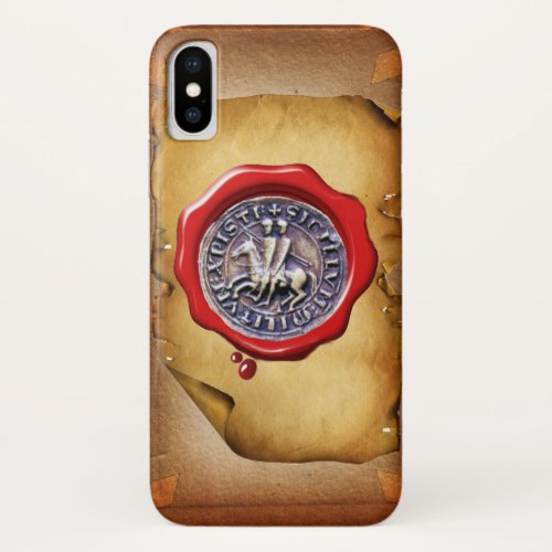 SEAL OF THE KNIGHTS TEMPLAR Red Wax Parchment iPhone X Case