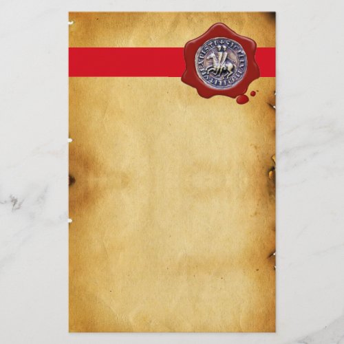 SEAL OF THE KNIGHTS TEMPLAR Red Wax Parchment Stationery