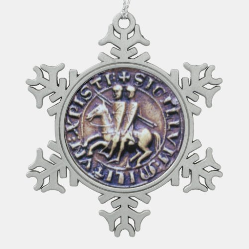 SEAL OF THE KNIGHTS TEMPLAR SNOWFLAKE PEWTER CHRISTMAS ORNAMENT