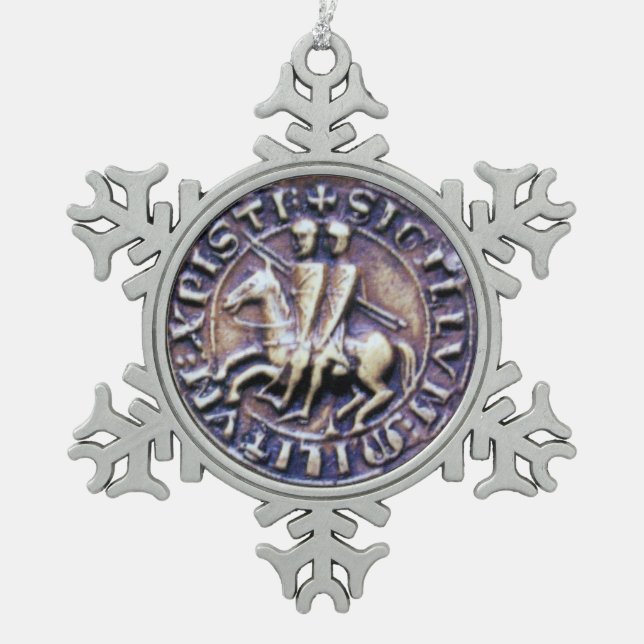 SEAL OF THE KNIGHTS TEMPLAR SNOWFLAKE PEWTER CHRISTMAS ORNAMENT (Front)