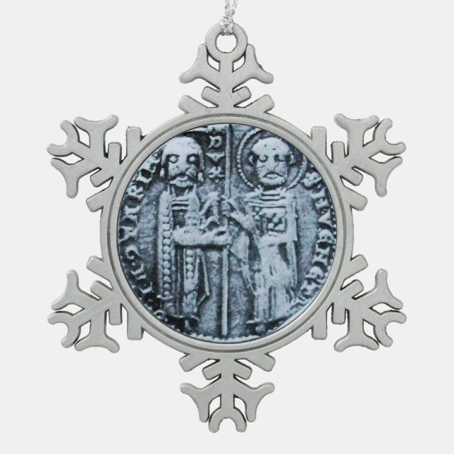 SEAL OF THE KNIGHTS TEMPLAR SNOWFLAKE PEWTER CHRISTMAS ORNAMENT (Front)