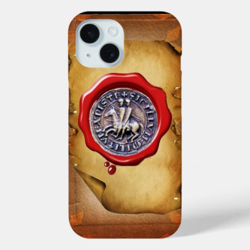 SEAL OF THE KNIGHTS TEMPLAR wax parchment iPhone 15 Case