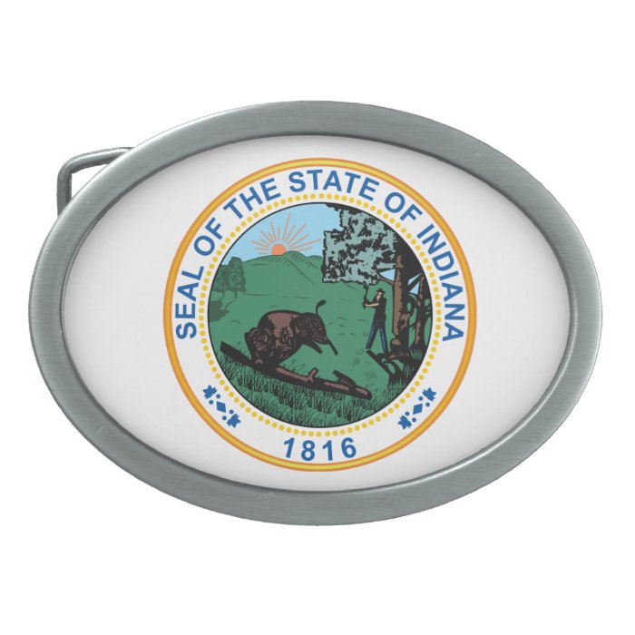 Seal of the State of Indiana Oval Belt Buckle