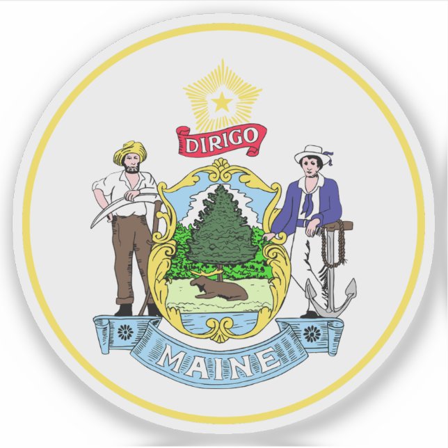 Seal of the state of Maine, USA Sticker (Front)