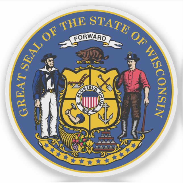 Seal of the state of Wisconsin, USA Sticker (Front)