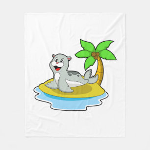 Seal on Island Fleece Blanket