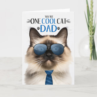 Seal Point Balinese Cat Father's Day One Cool Cat Holiday Card