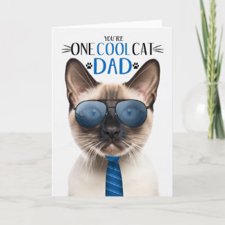 Seal Point Siamese Cat Father's Day One Cool Cat Holiday Card