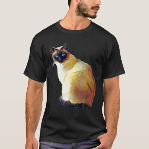 Seal Point Siamese Cat Oil Painting T-Shirt