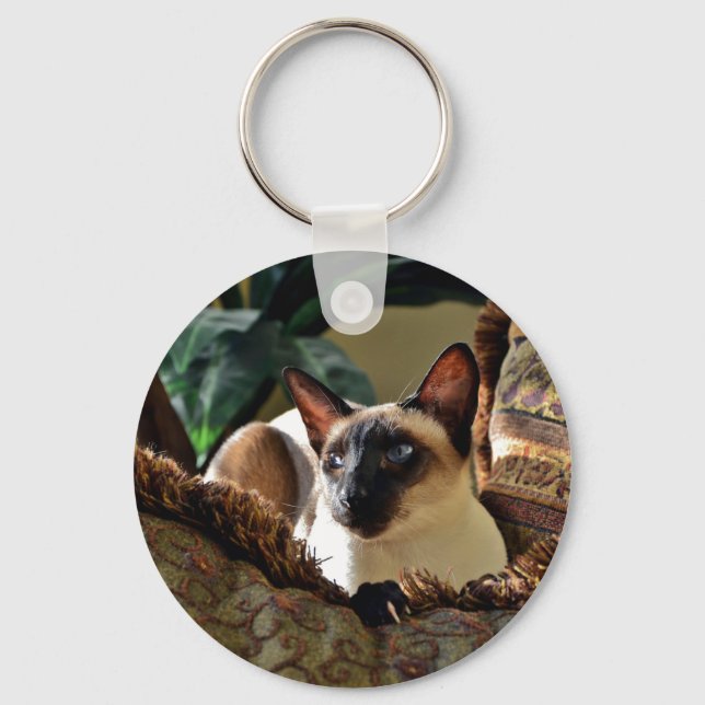 Seal Point Siamese Cat on Comfy Pillow Keychain (Front)