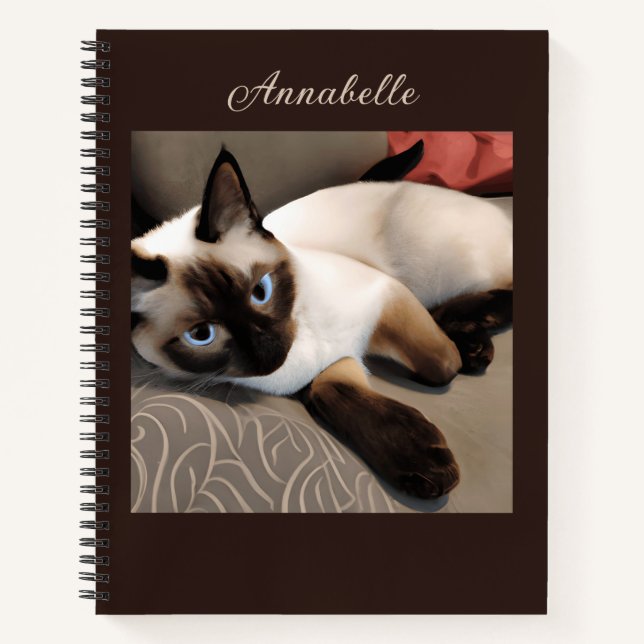 Seal Point Siamese Cat Portrait Journal  (Front)